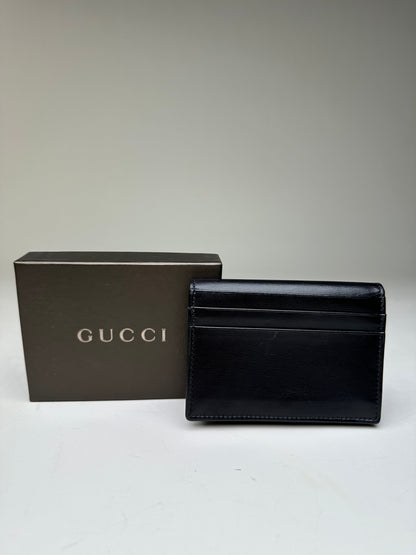 Vintage Gucci Leather Wallet Black Silver