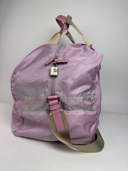 Vintage Prada 2Way Polyester Weekender / Travel Bag Purple beige