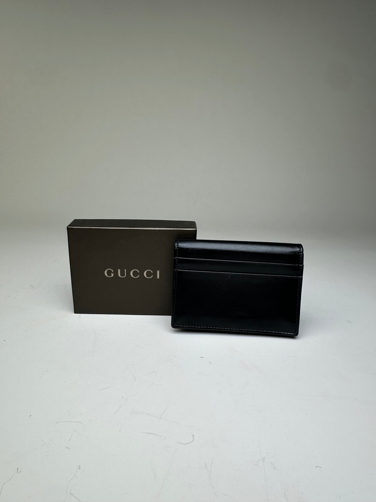 Vintage Gucci Leather Wallet Black Silver