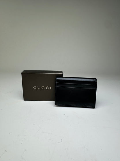 Vintage Gucci Leather Wallet Black Silver