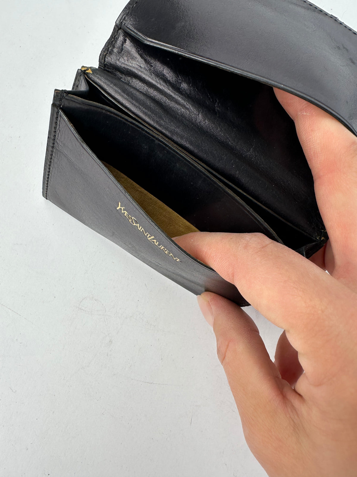 Vintage Yves Saint Laurent Bifold Wallet Late 1990s Black Brown
