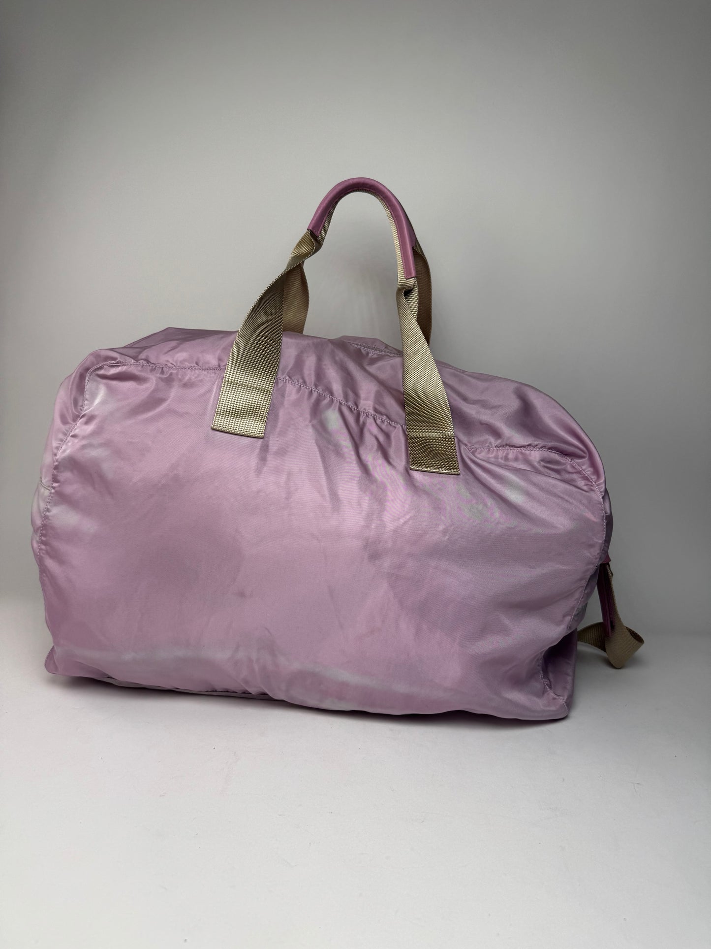 Vintage Prada 2Way Polyester Weekender / Travel Bag Purple beige