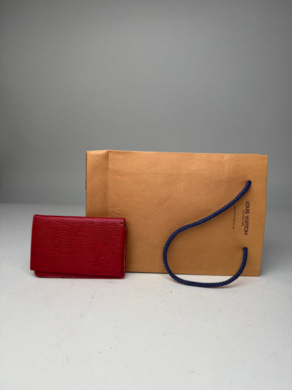 Vintage Louis Vuitton EPI Leather Card Holder Red