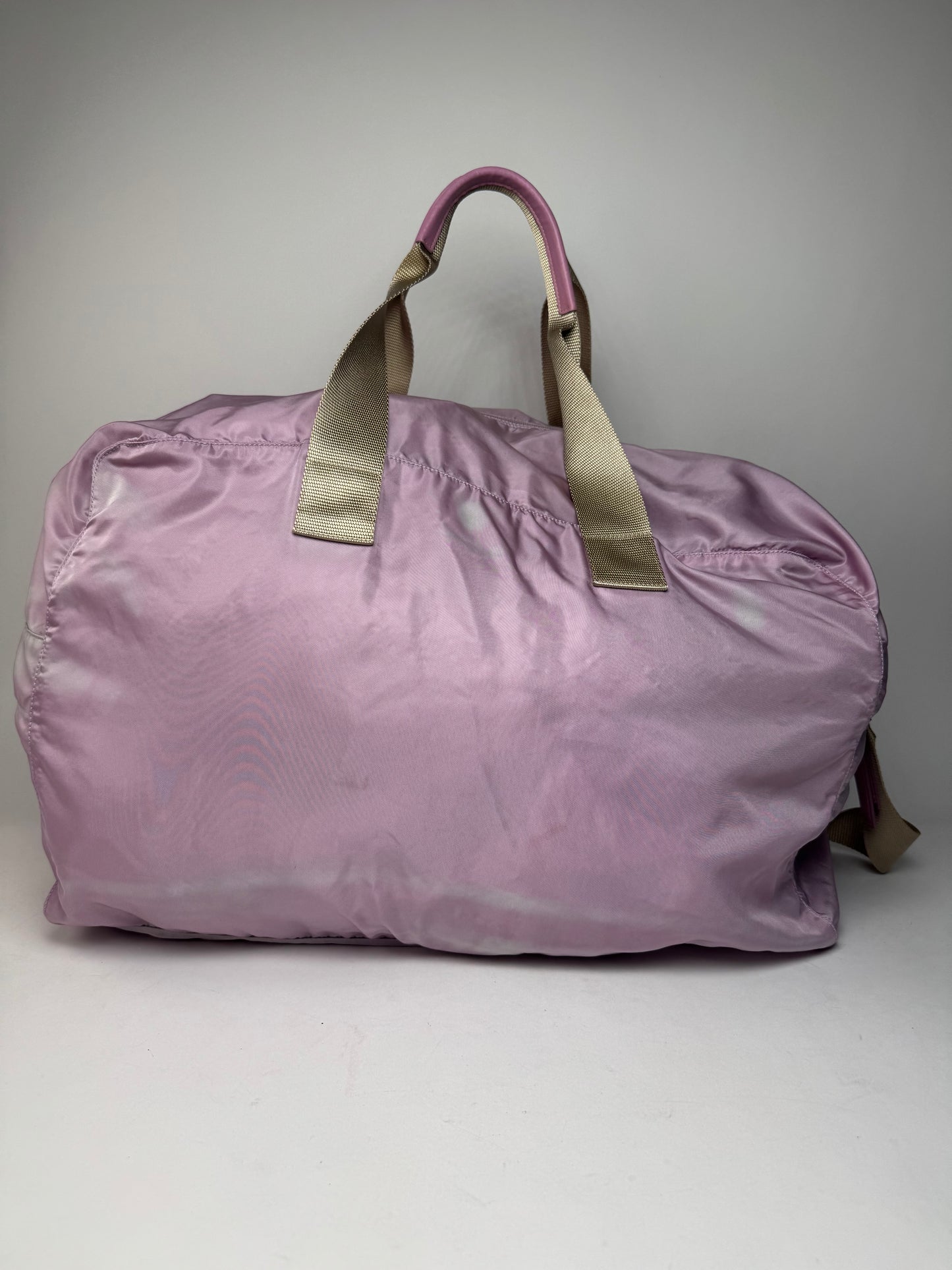 Vintage Prada 2Way Polyester Weekender / Travel Bag Purple beige