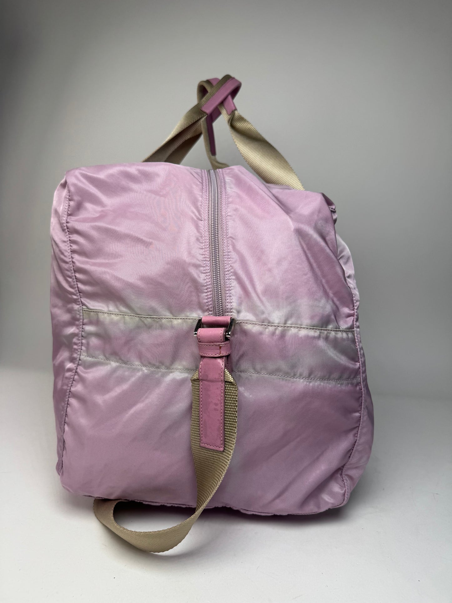 Vintage Prada 2Way Polyester Weekender / Travel Bag Purple beige