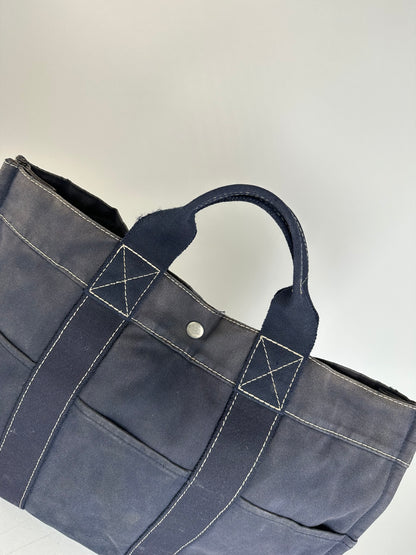 Vintage Hermes Canvas Tote Bag Navy