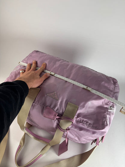 Vintage Prada 2Way Polyester Weekender / Travel Bag Purple beige