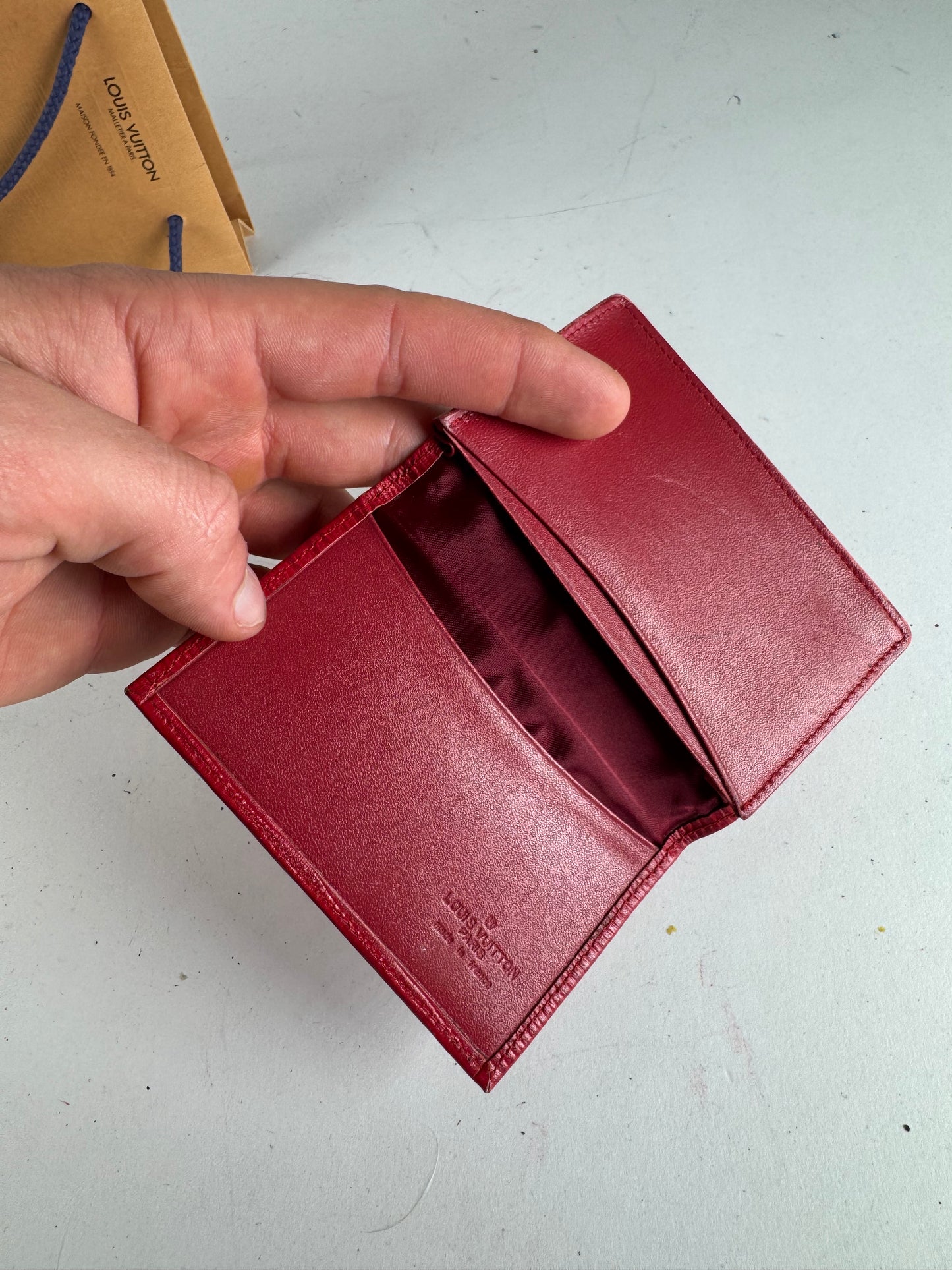 Vintage Louis Vuitton EPI Leather Card Holder Red