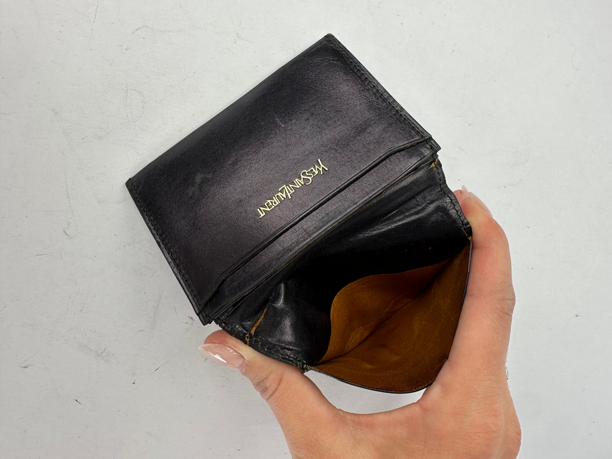 Vintage Yves Saint Laurent Bifold Wallet Late 1990s Black Brown
