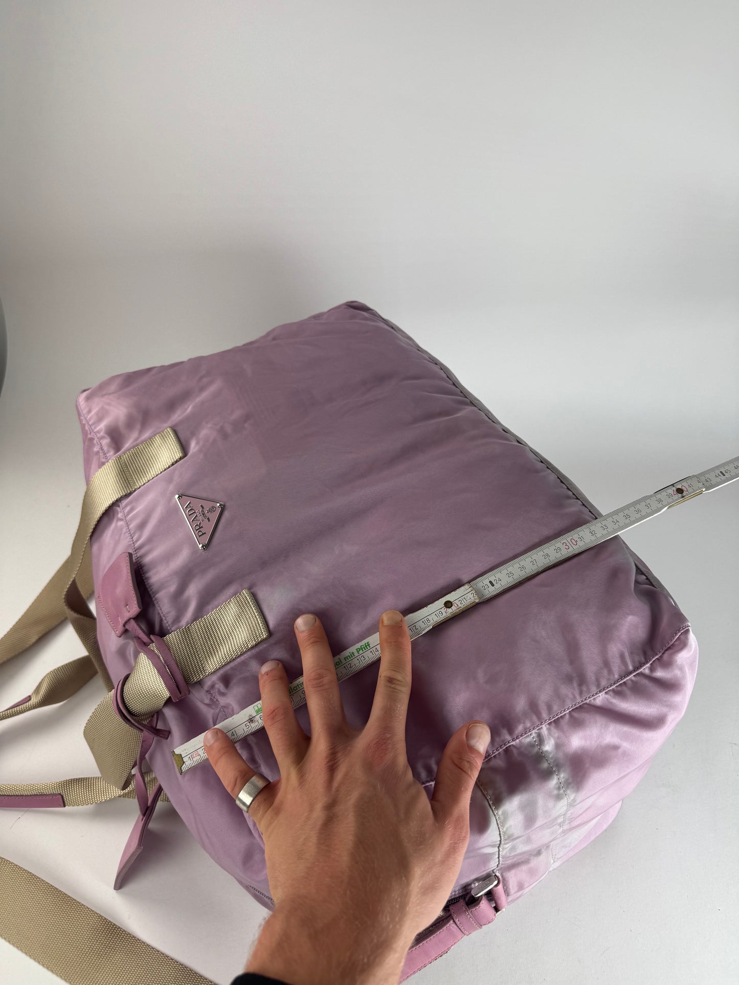 Vintage Prada 2Way Polyester Weekender / Travel Bag Purple beige