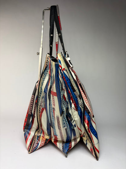 Vintage Jean Paul Gaultier Tape Measure Print Tote Early 2000s Cream