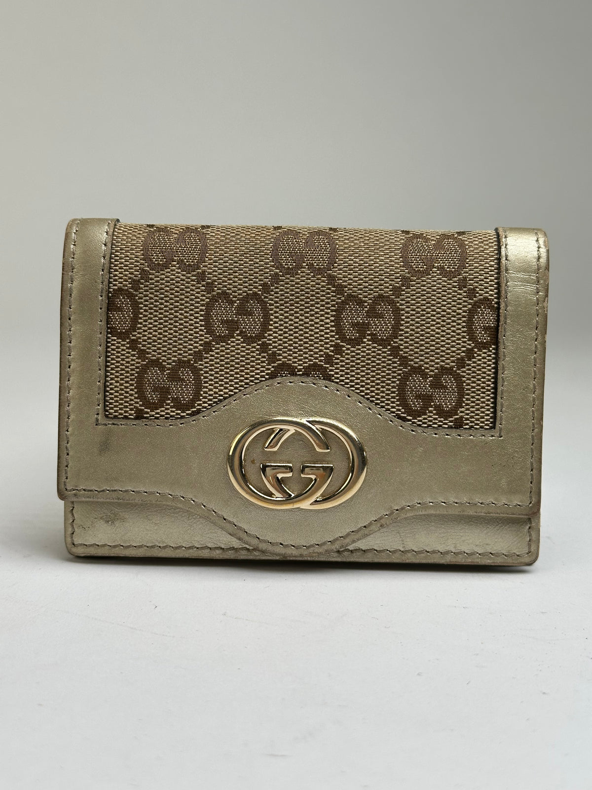 Vintage Gucci GG Supreme Bifold Wallet c. 2010 Beige Brown