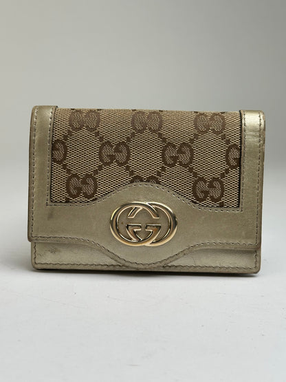 Vintage Gucci GG Supreme Bifold Wallet c. 2010 Beige Brown