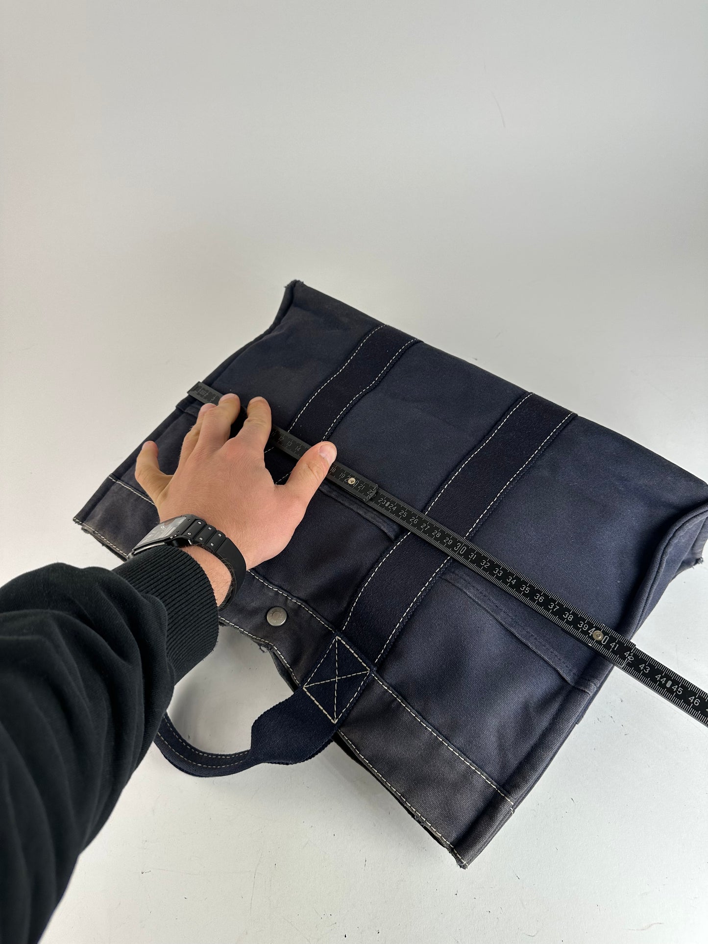Vintage Hermes Canvas Tote Bag Navy