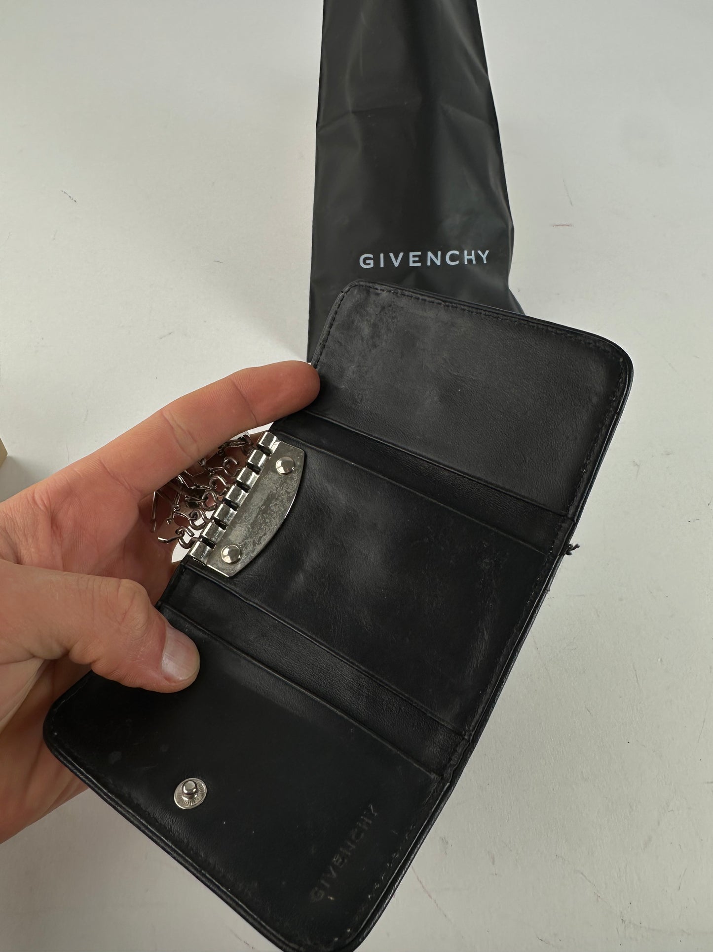 Vintage Givenchy 4G Leather Key Holder Black