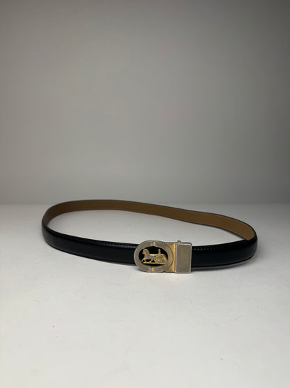 Vintage Celine Paris Carriage Logo Belt Black