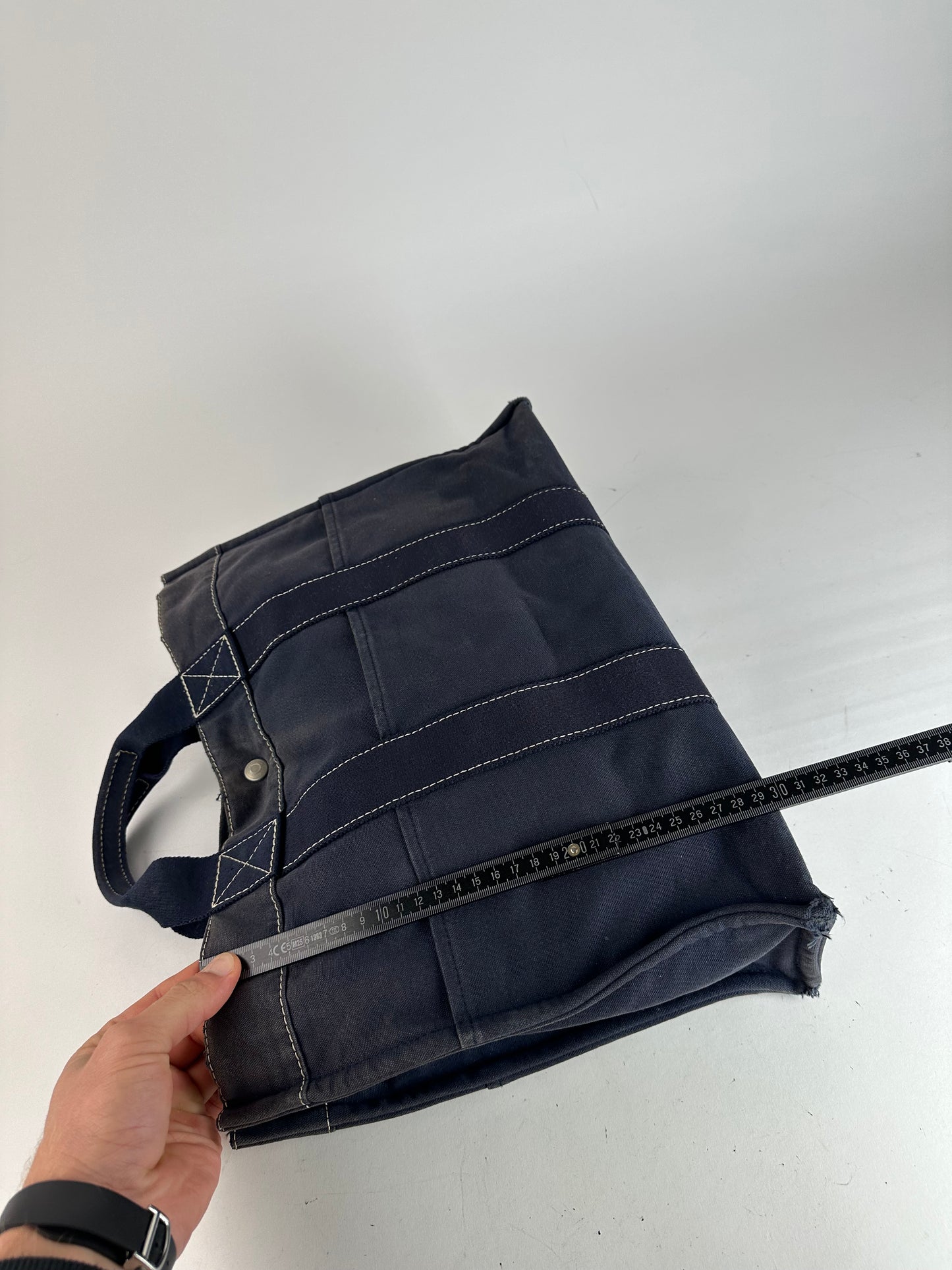 Vintage Hermes Canvas Tote Bag Navy