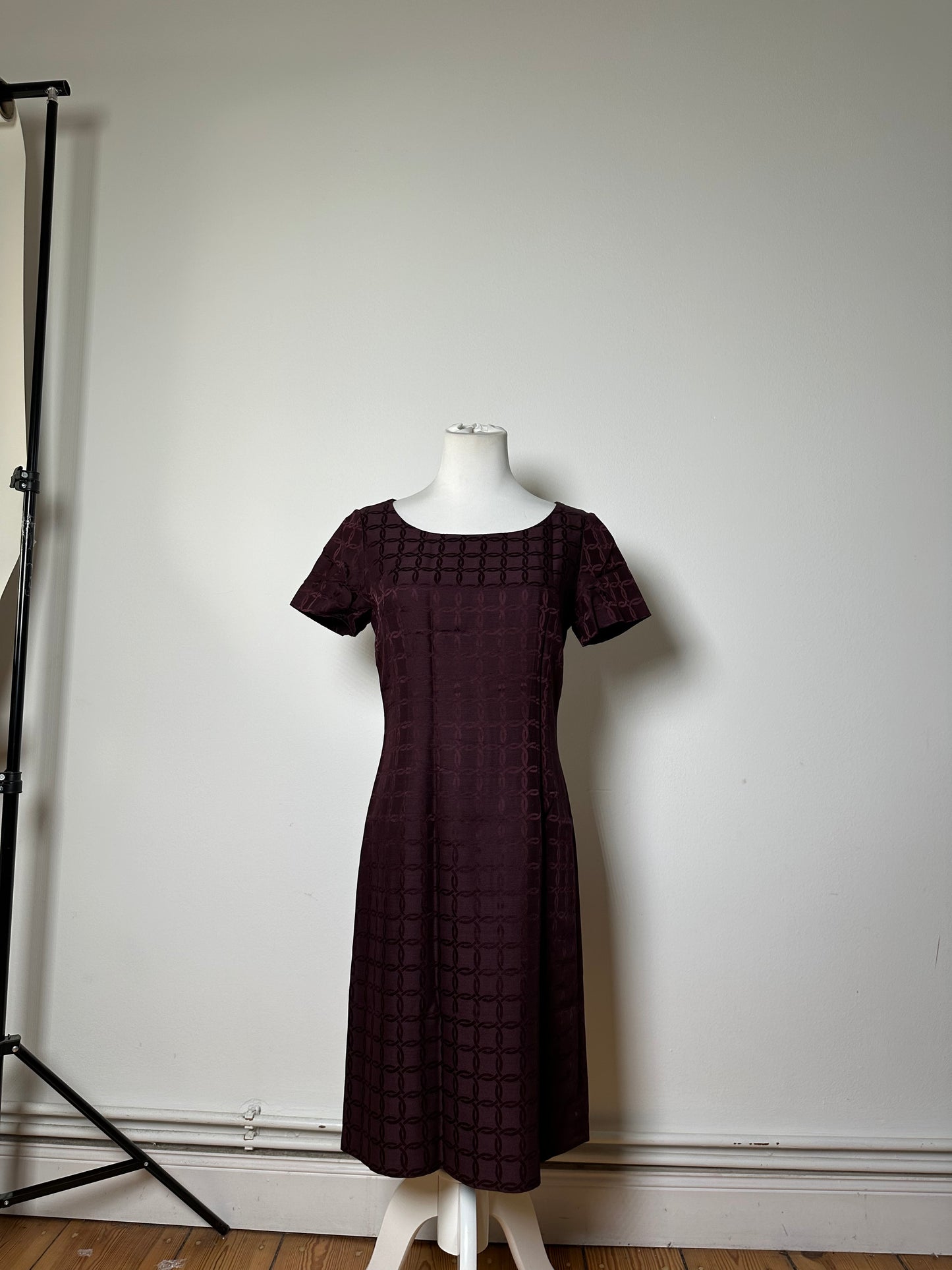 Vintage Balenciaga Abstract Pattern Dress Burgundy M