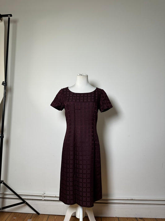 Vintage Balenciaga Abstract Pattern Dress Burgundy M