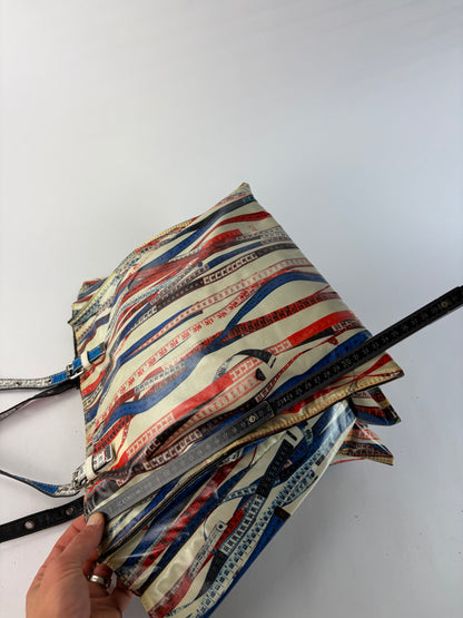 Vintage Jean Paul Gaultier Tape Measure Print Tote Early 2000s Cream