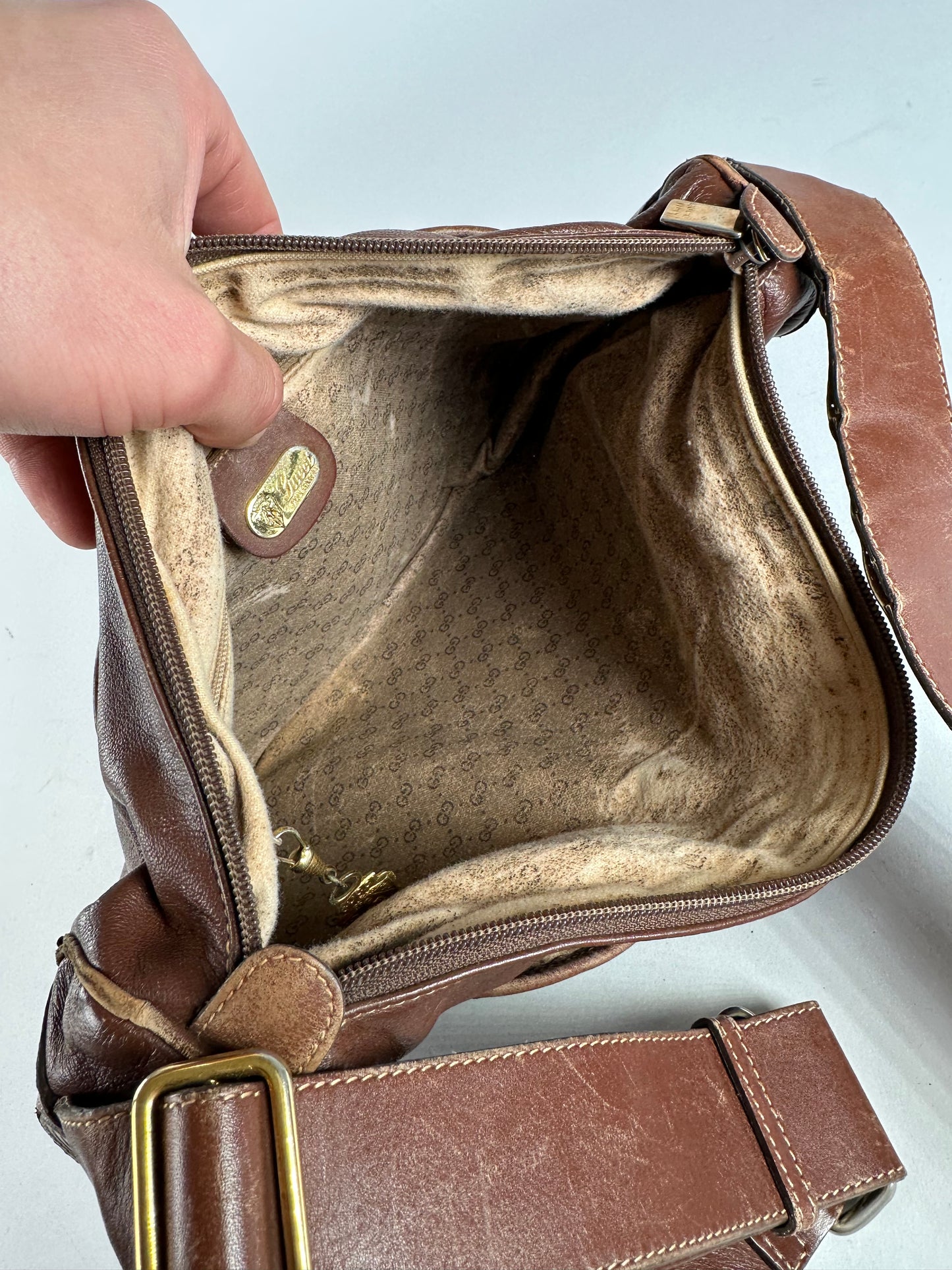 Vintage Gucci Leather Shoulder Bag Cognac Brown