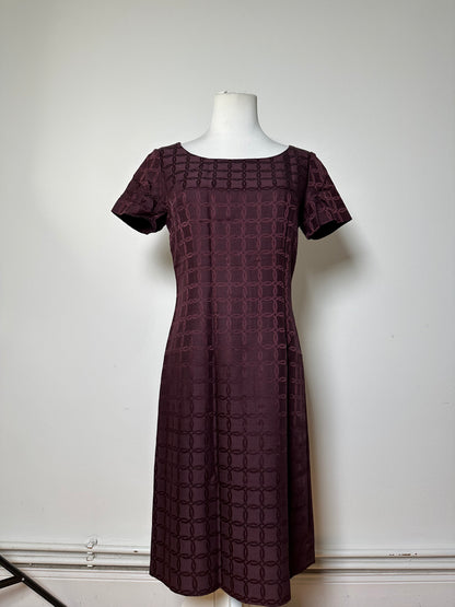 Vintage Balenciaga Abstract Pattern Dress Burgundy M