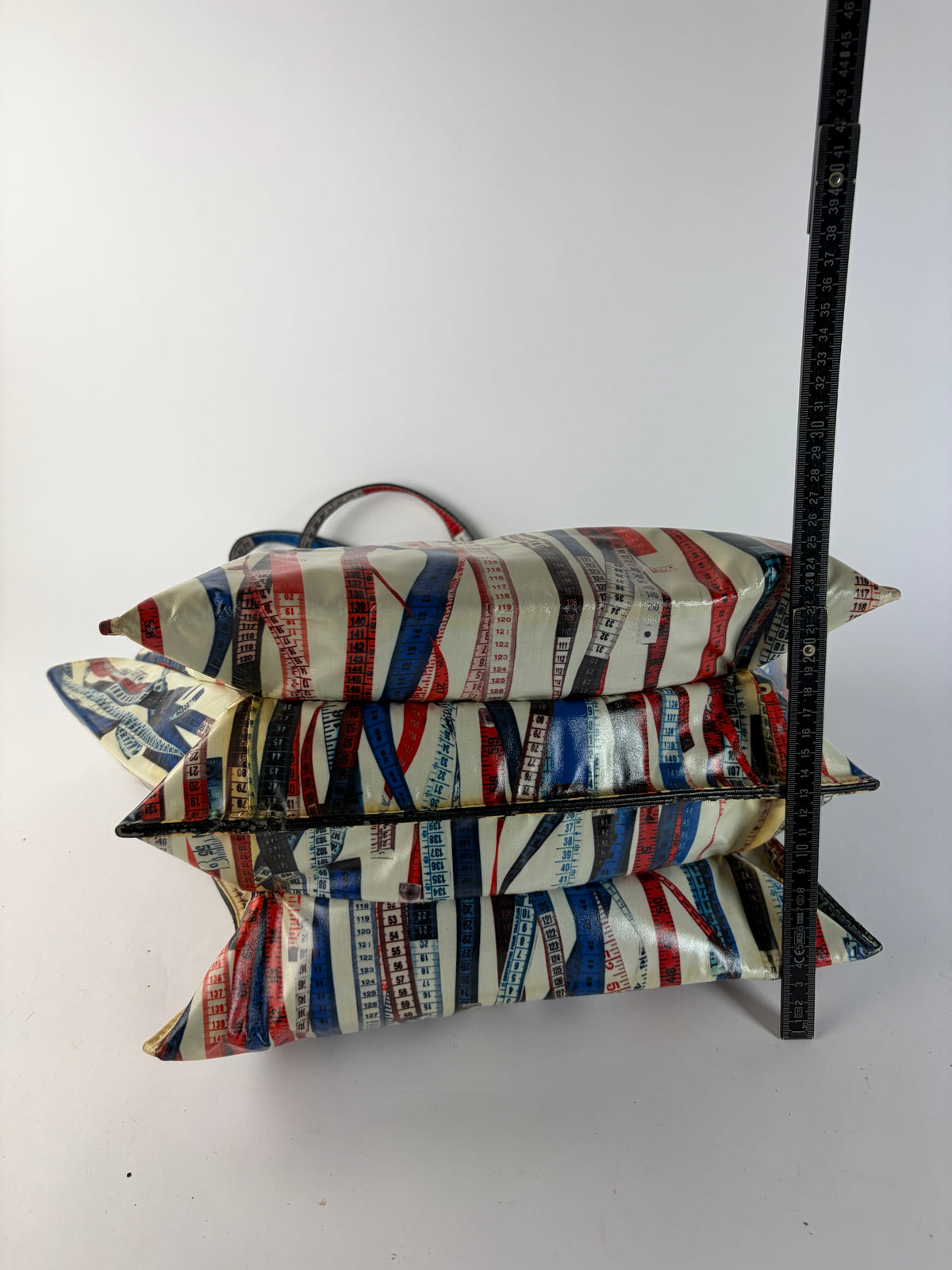 Vintage Jean Paul Gaultier Tape Measure Print Tote Early 2000s Cream