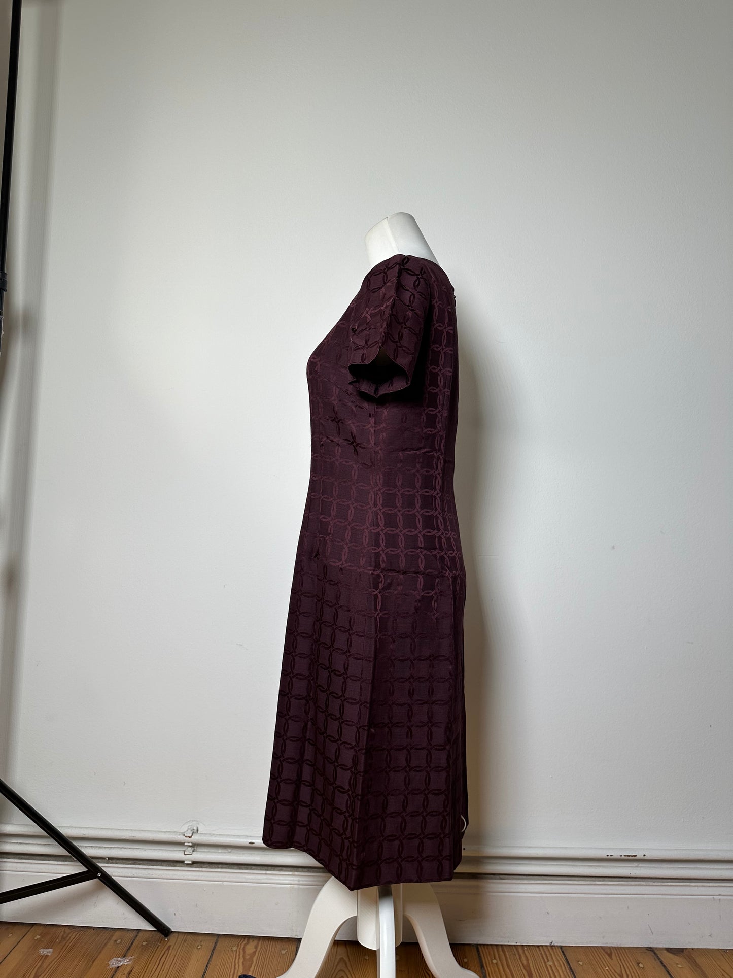 Vintage Balenciaga Abstract Pattern Dress Burgundy M