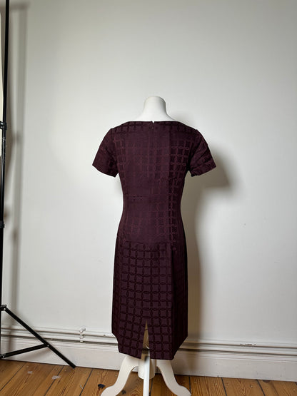 Vintage Balenciaga Abstract Pattern Dress Burgundy M