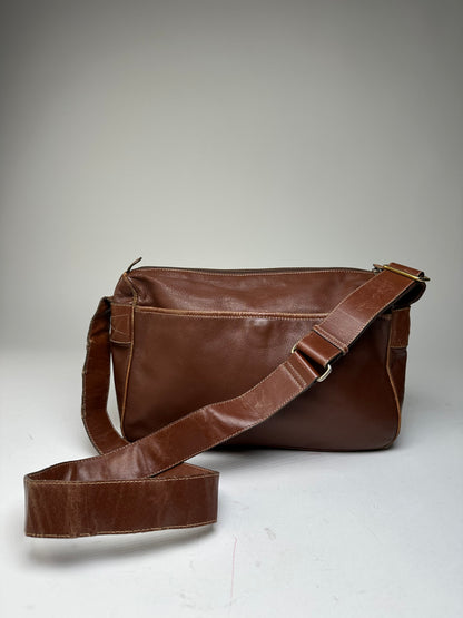 Vintage Gucci Leather Shoulder Bag Cognac Brown