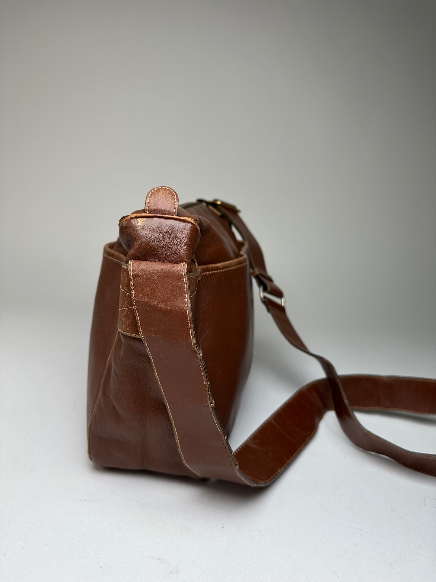 Vintage Gucci Leather Shoulder Bag Cognac Brown
