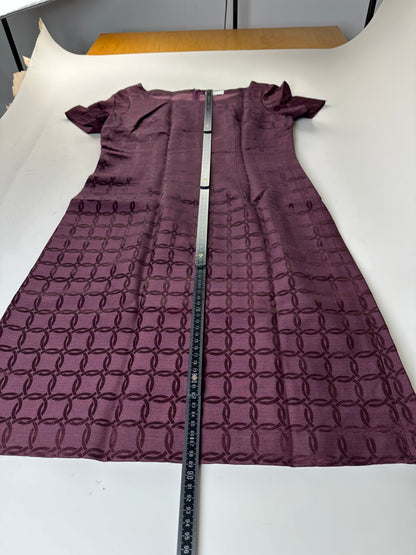 Vintage Balenciaga Abstract Pattern Dress Burgundy M