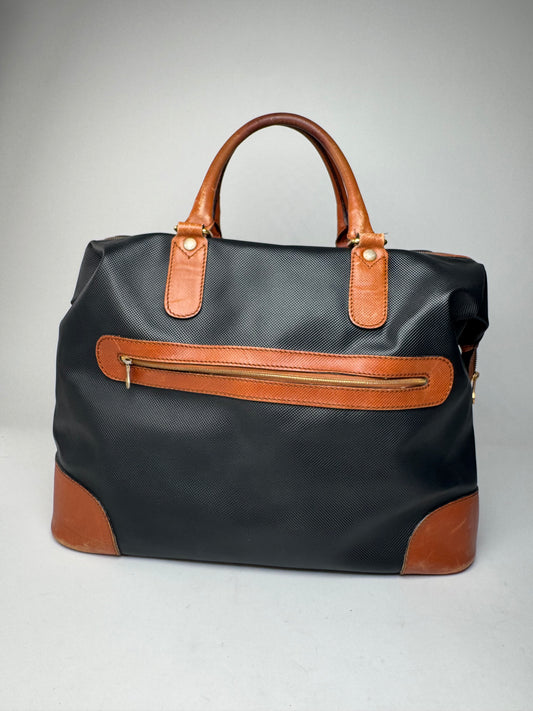 Vintage Bottega Veneta Leather Travel Bag Black Brown