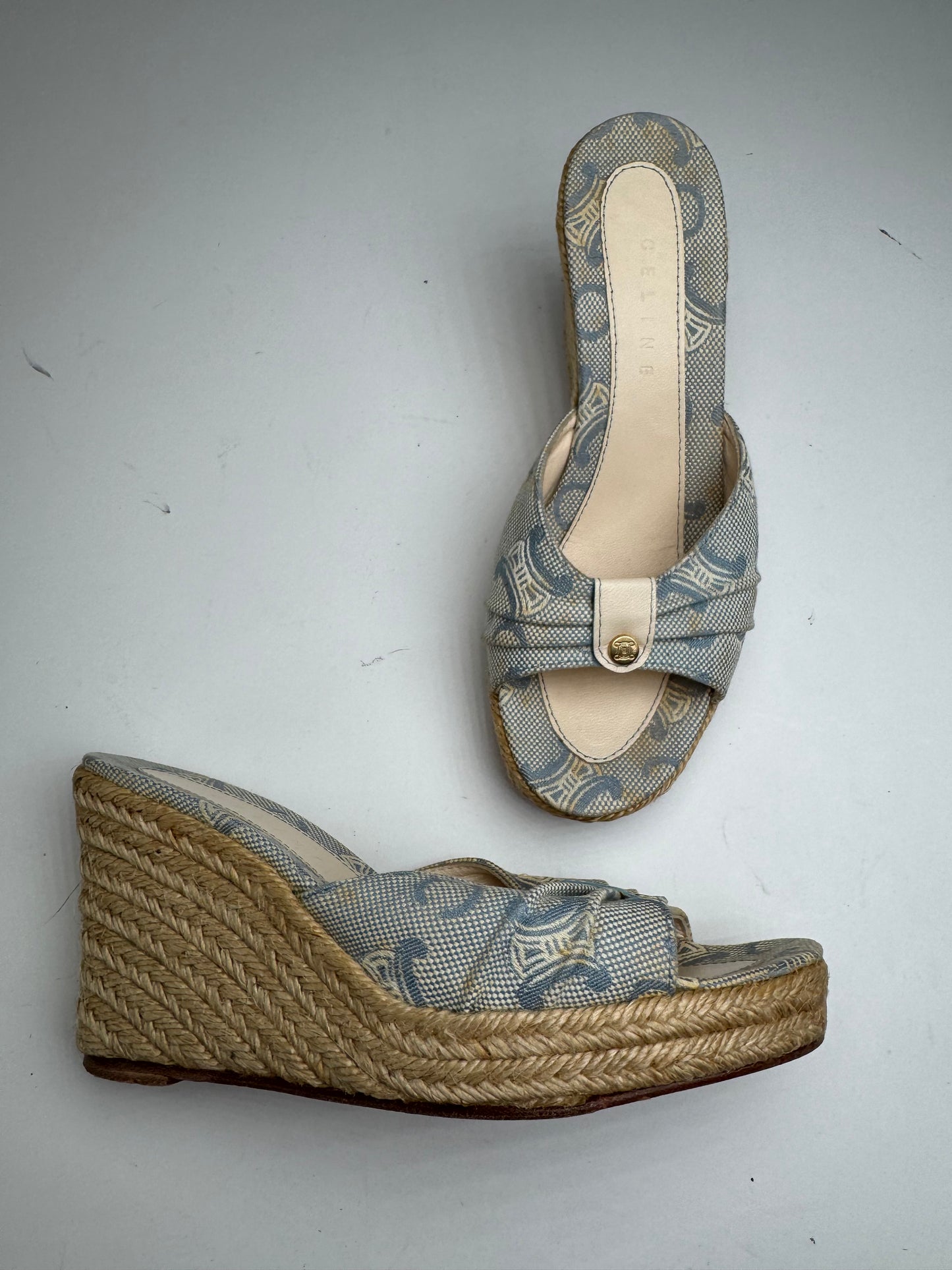 Vintage Celine Paris Monogram pumps blue beige EU36