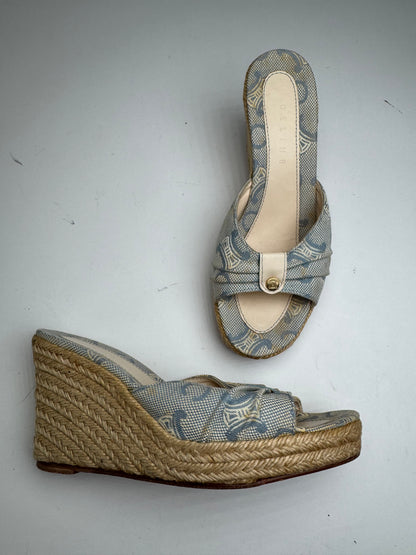 Vintage Celine Paris Monogram pumps blue beige EU36