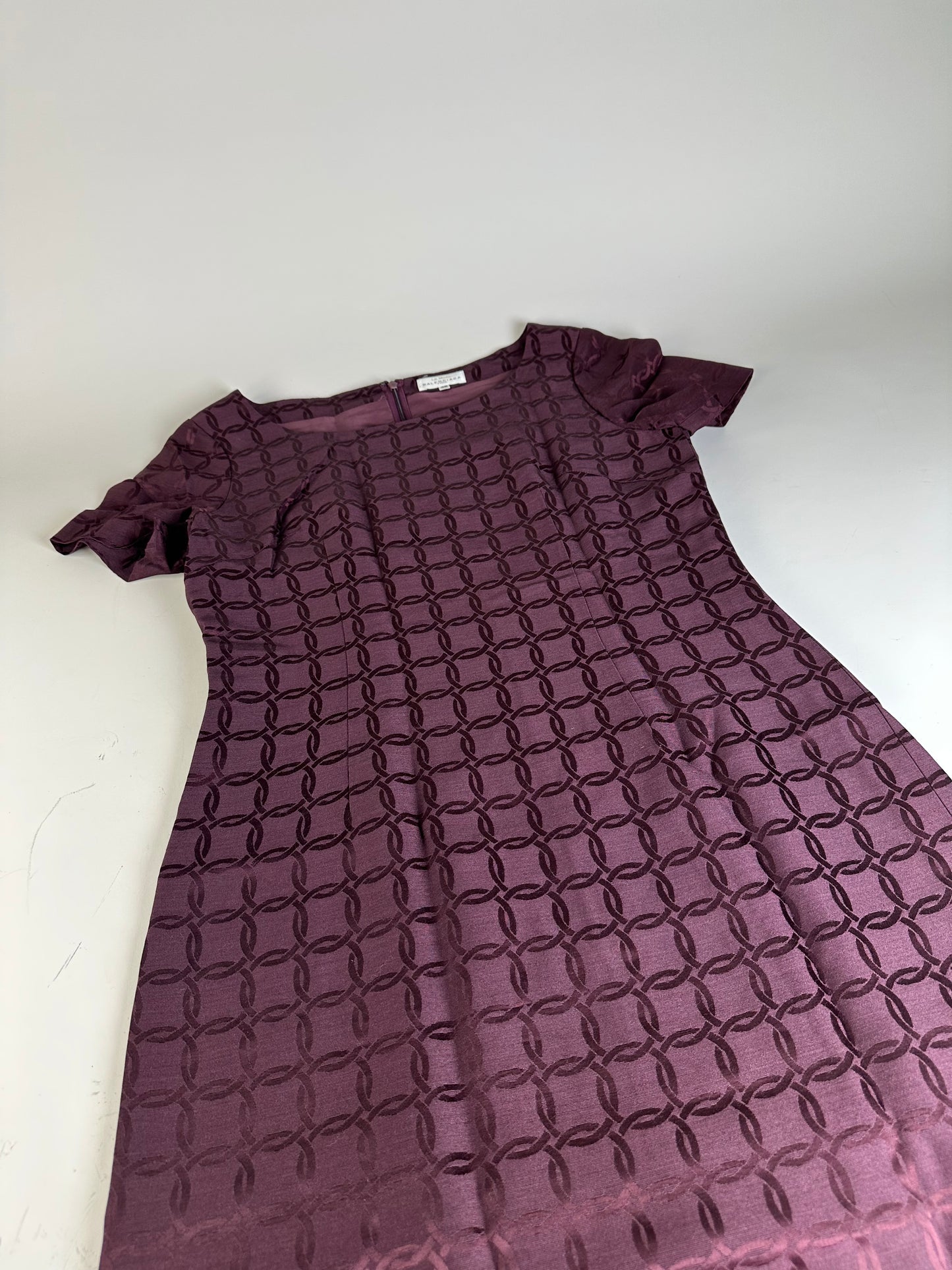 Vintage Balenciaga Abstract Pattern Dress Burgundy M