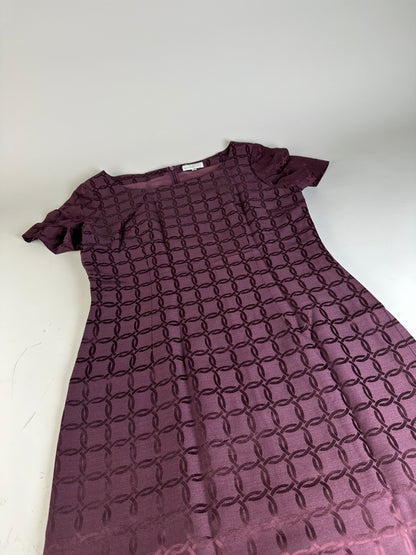 Vintage Balenciaga Abstract Pattern Dress Burgundy M