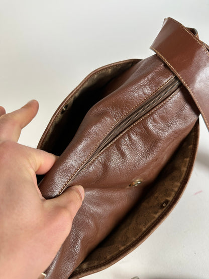 Vintage Gucci Leather Shoulder Bag Cognac Brown
