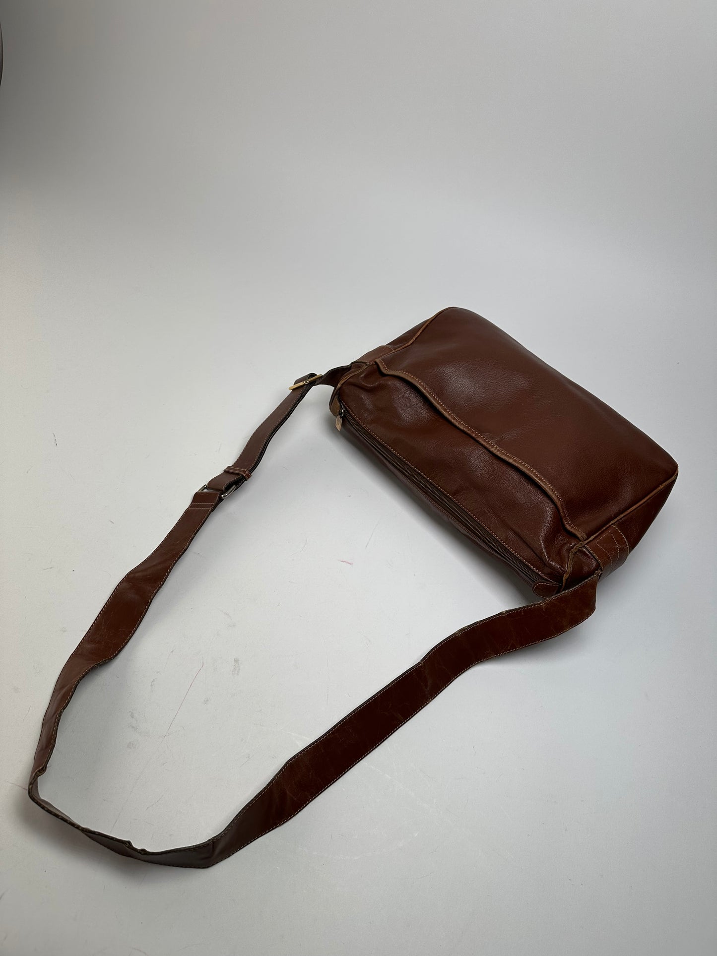 Vintage Gucci Leather Shoulder Bag Cognac Brown