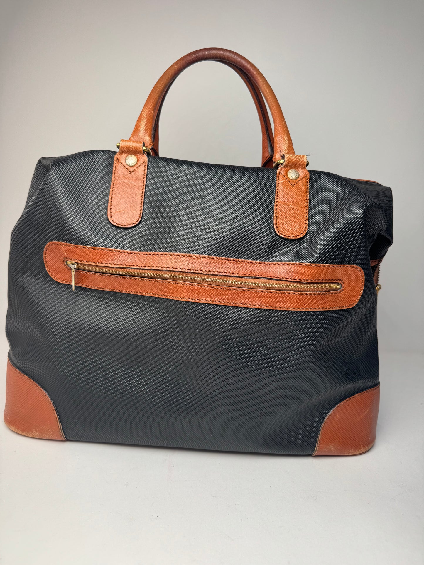 Vintage Bottega Veneta Leather Travel Bag Black Brown