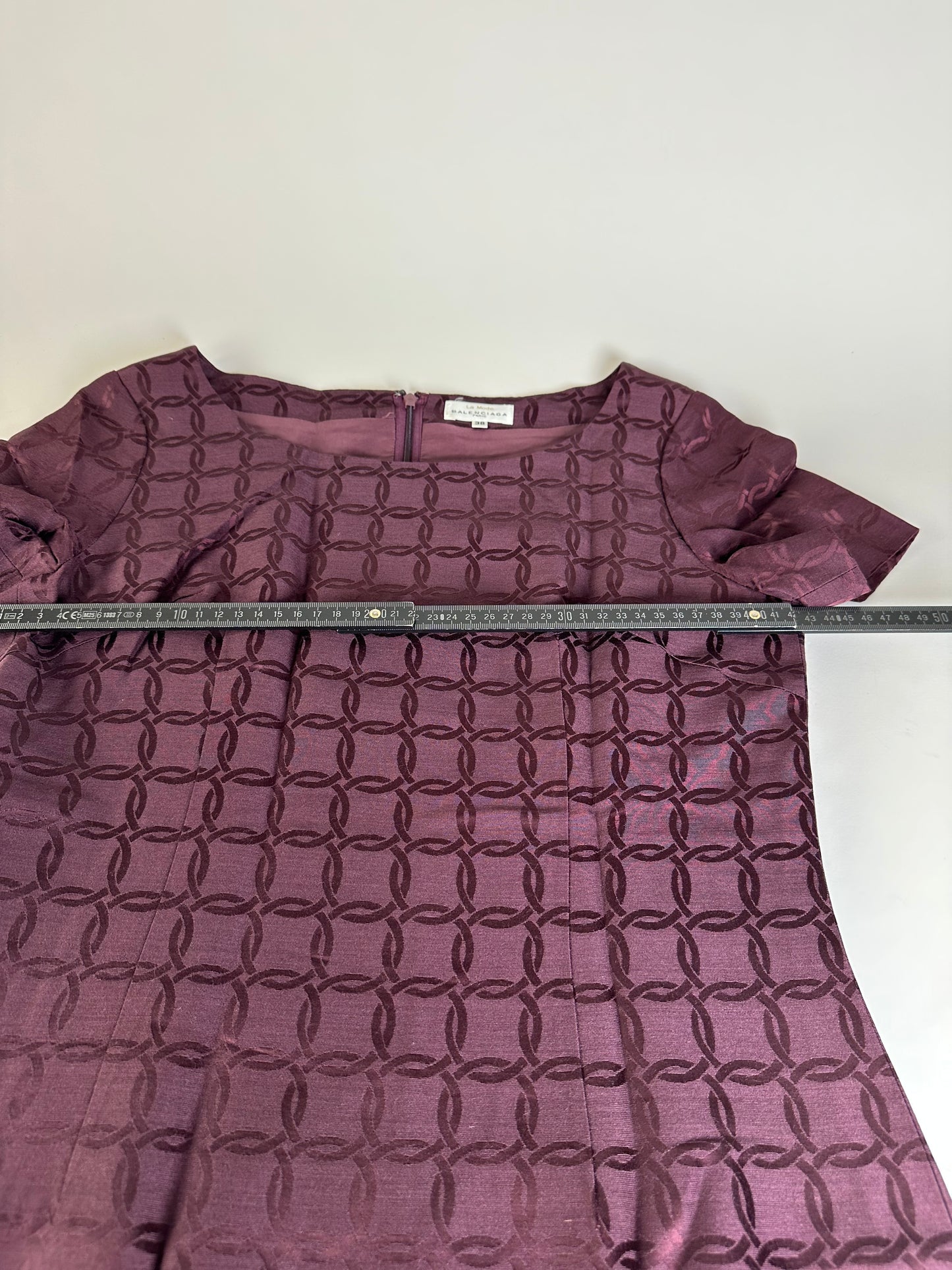 Vintage Balenciaga Abstract Pattern Dress Burgundy M