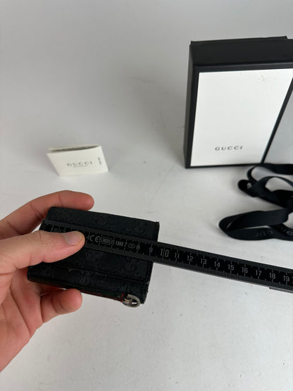 Vintage Gucci Monogram Canvas Leather Key Holder Black