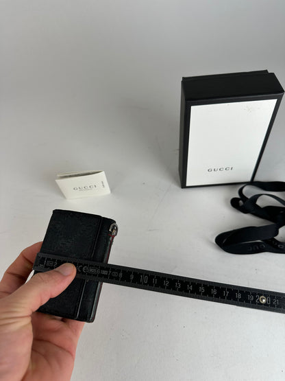 Vintage Gucci Monogram Canvas Leather Key Holder Black