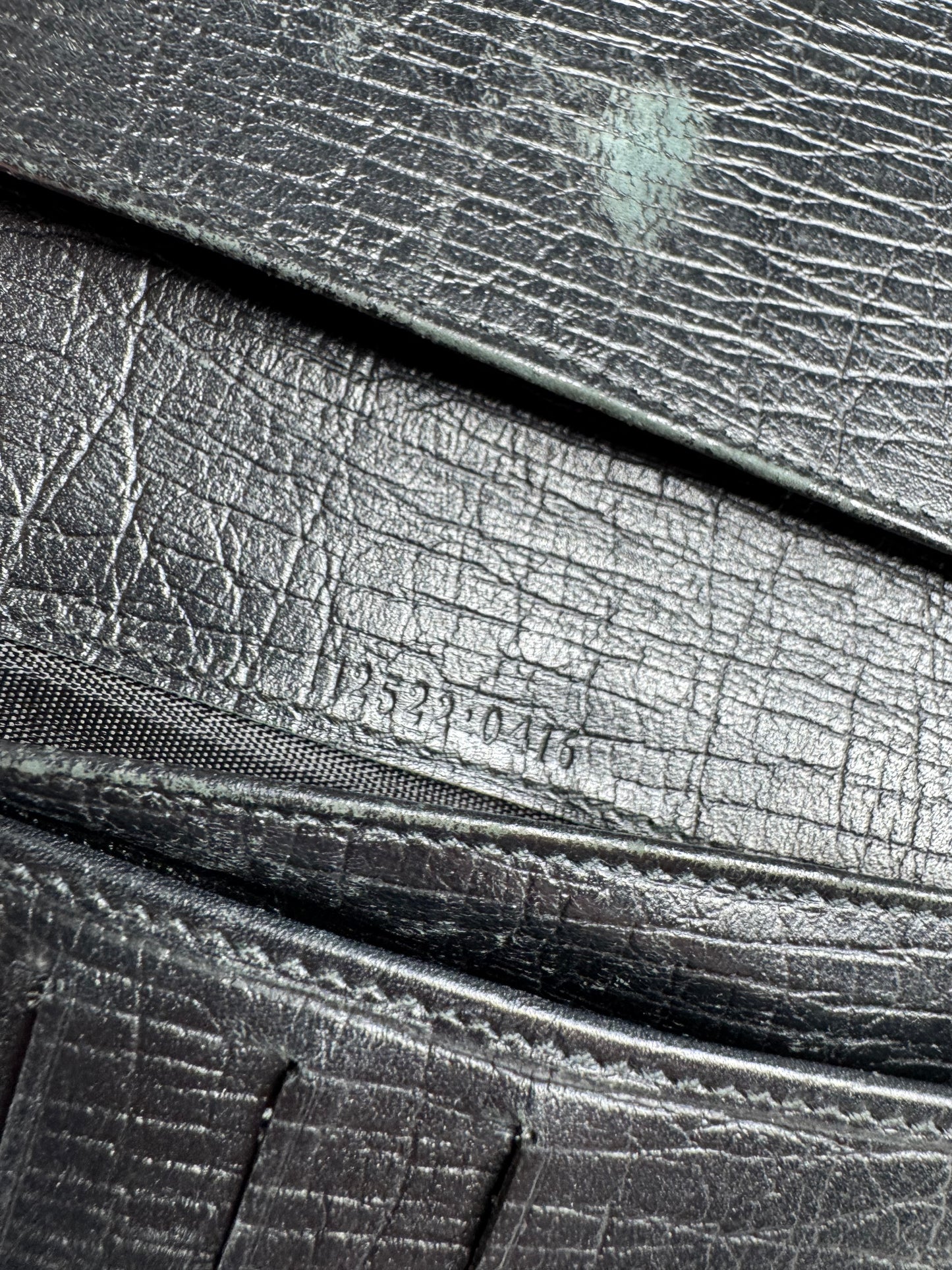 Vintage Gucci Monogram Leather Bamboo Wallet Grey Black