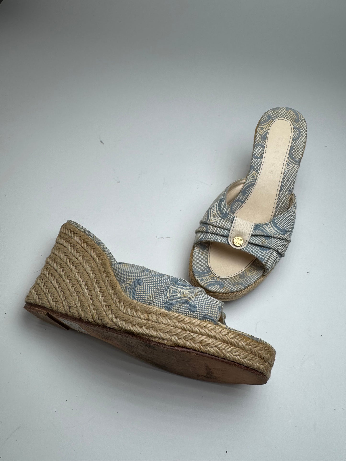 Vintage Celine Paris Monogram pumps blue beige EU36