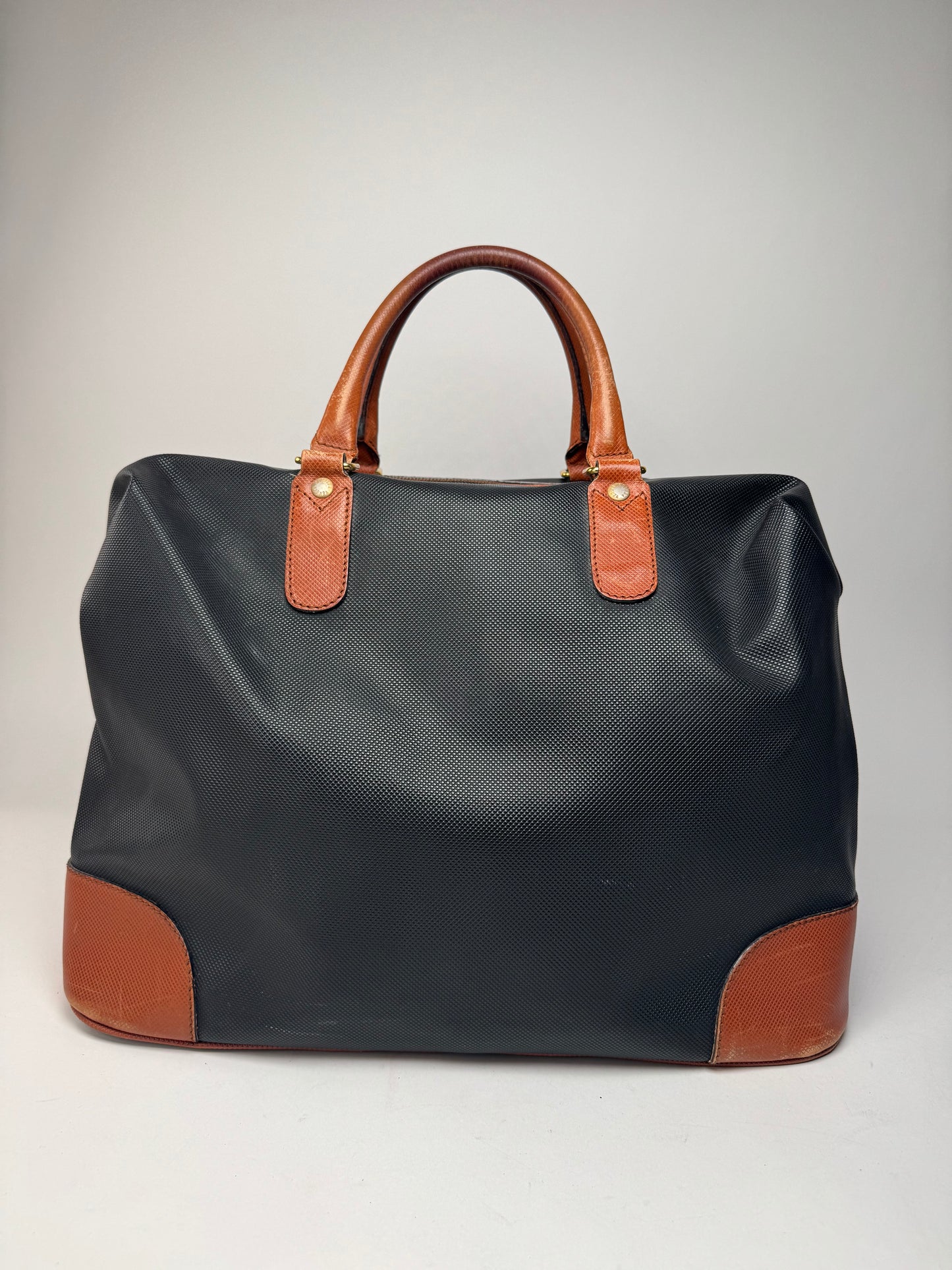 Vintage Bottega Veneta Leather Travel Bag Black Brown