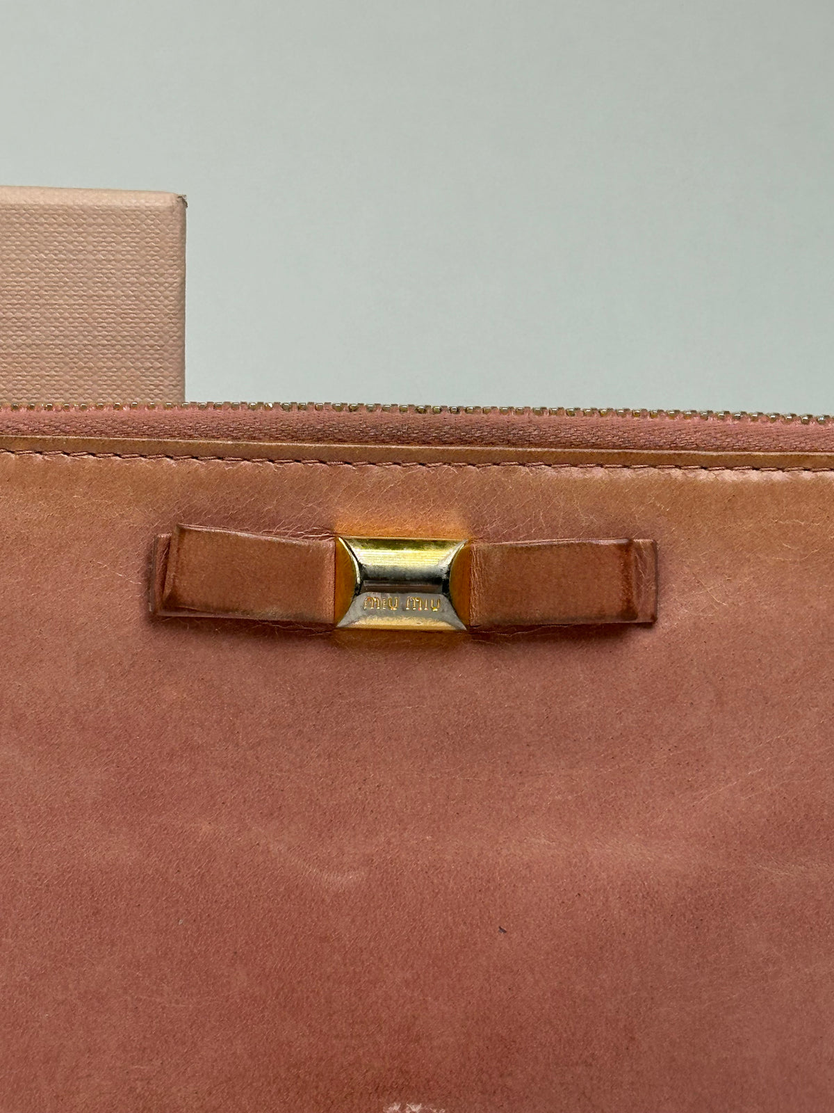 Vintage Miu Miu Zip-Around Leather Wallet c. 2010s Light Pink