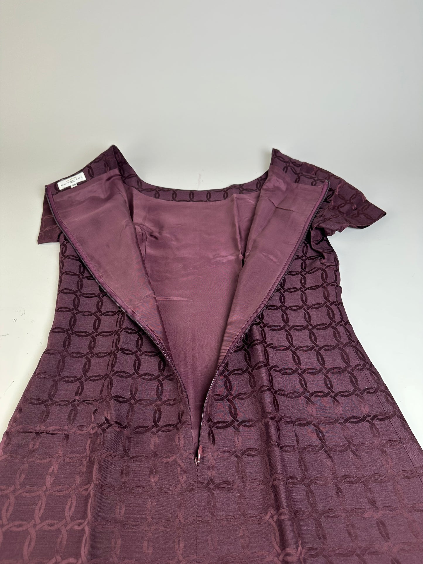 Vintage Balenciaga Abstract Pattern Dress Burgundy M