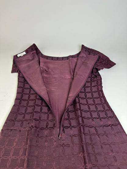 Vintage Balenciaga Abstract Pattern Dress Burgundy M