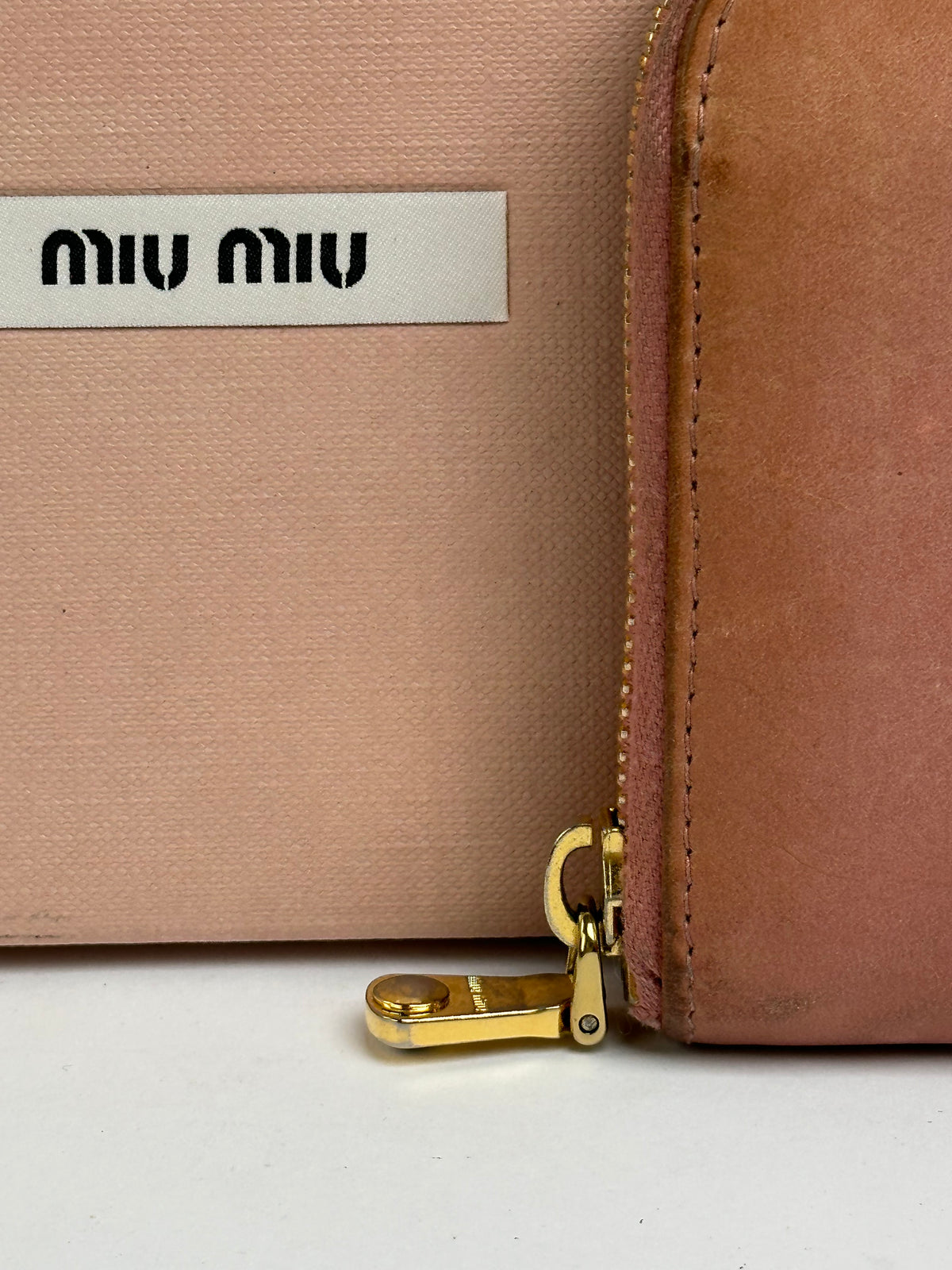 Vintage Miu Miu Zip-Around Leather Wallet c. 2010s Light Pink